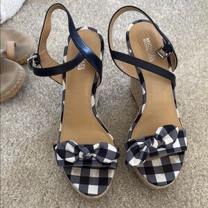 Michael Kors Blue and White Wedge Shoes